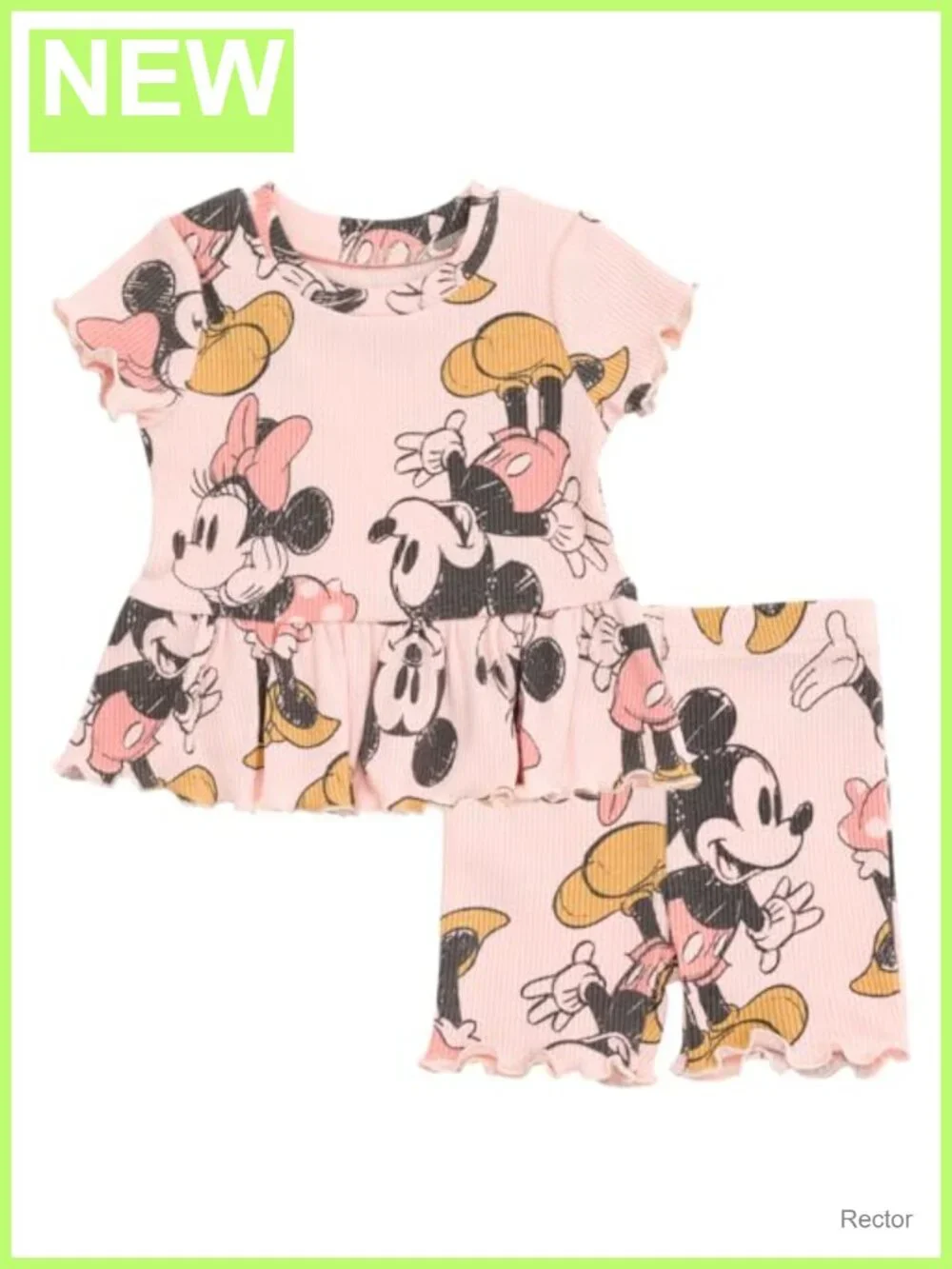 Disney Girls Ribbed Peplum Tee and Shorts Set Toddler Kids